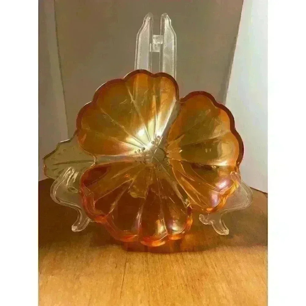 Vintage Marigold Carnival glass divided candy dish